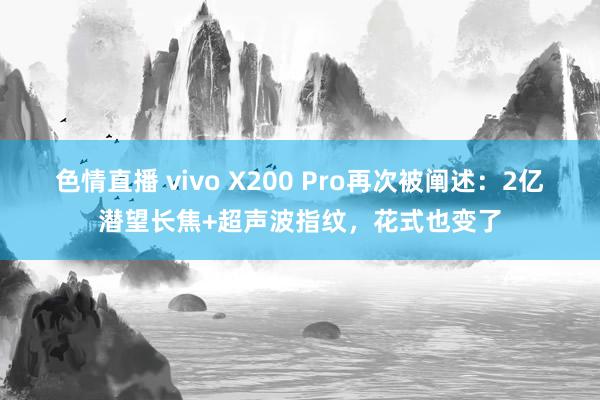 色情直播 vivo X200 Pro再次被阐述：2亿潜望长焦+超声波指纹，花式也变了