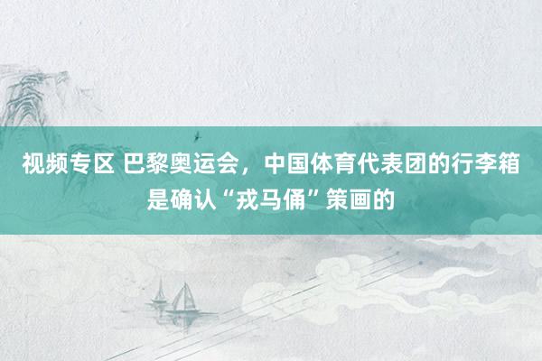 视频专区 巴黎奥运会，中国体育代表团的行李箱是确认“戎马俑”策画的