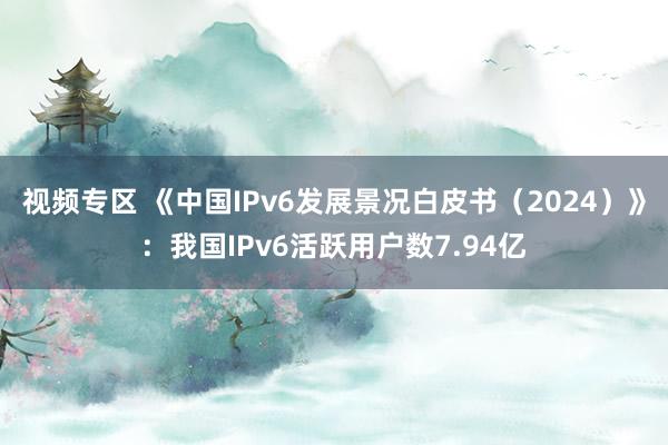 视频专区 《中国IPv6发展景况白皮书（2024）》：我国IPv6活跃用户数7.94亿