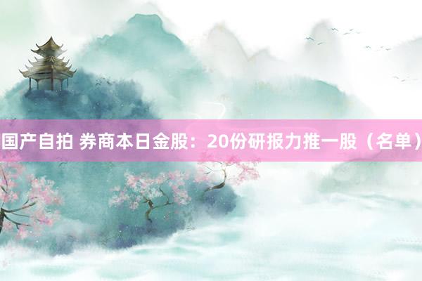 国产自拍 券商本日金股：20份研报力推一股（名单）