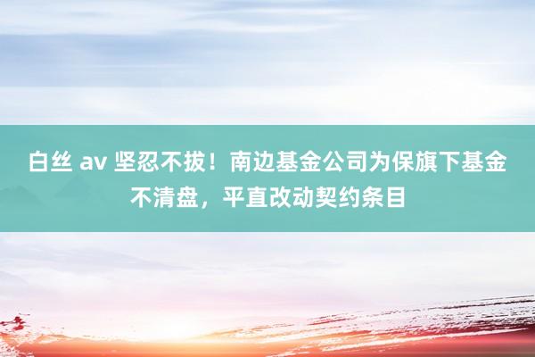 白丝 av 坚忍不拔！南边基金公司为保旗下基金不清盘，平直改动契约条目