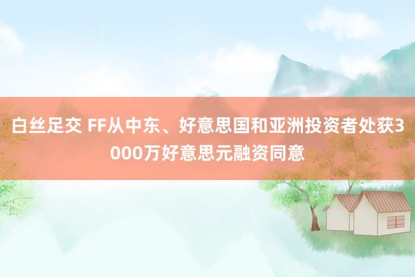 白丝足交 FF从中东、好意思国和亚洲投资者处获3000万好意思元融资同意