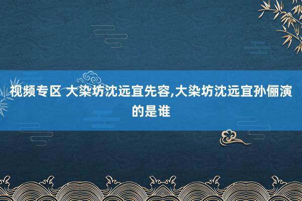 视频专区 大染坊沈远宜先容，大染坊沈远宜孙俪演的是谁