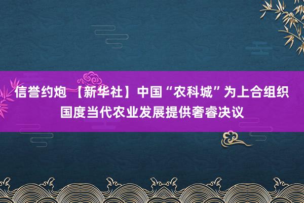 信誉约炮 【新华社】中国“农科城”为上合组织国度当代农业发展提供奢睿决议