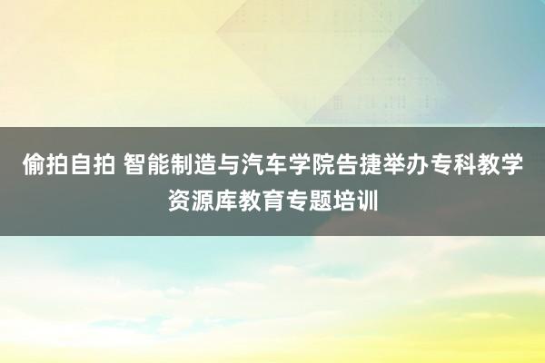 偷拍自拍 智能制造与汽车学院告捷举办专科教学资源库教育专题培训